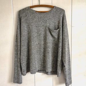 Gray Long Sleeve Sweater Blouse